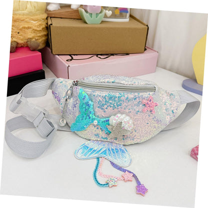 CALLARON Girl's Fashionable Sequin Chest Bag Mermaid Boys and Girls Fanny Pack Adorable Cartoon Design Sparkling Accents for Outings