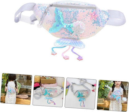 CALLARON Girl's Fashionable Sequin Chest Bag Mermaid Boys and Girls Fanny Pack Adorable Cartoon Design Sparkling Accents for Outings