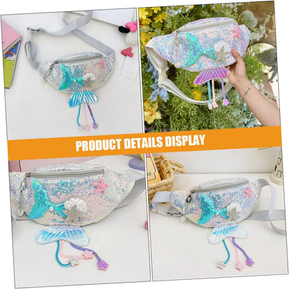 CALLARON Girl's Fashionable Sequin Chest Bag Mermaid Boys and Girls Fanny Pack Adorable Cartoon Design Sparkling Accents for Outings