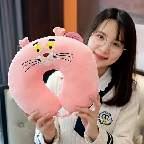 Pink Panther U-shaped Neck Pillow for Travel, Train, Airplane, and Car Use - Neck Support for Women