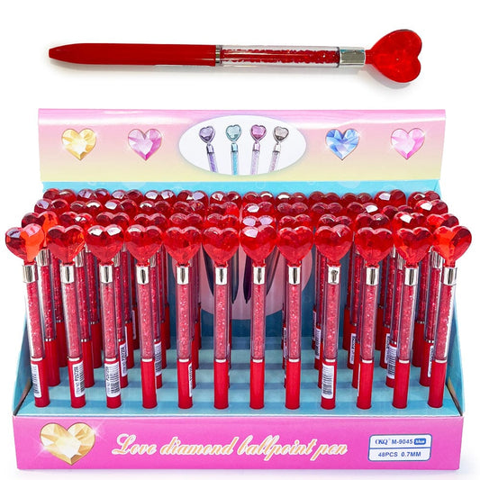 Gueevin Valentine's Day Heart Pens LED Black Ink Valentine's Day Pens Glow in the Dark Pink Red Pens with Cards for Teachers Students Kids Valentines Gifts Party Favors School Office Supplies