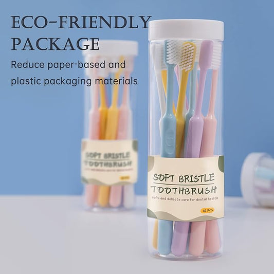 MAKINGTEC 10 pcs Soft Toothbrushes in Eco-Friendly Packaging Adults Travel Soft Manual Toothbrushes Medium Extra Clean Toothbrush for Sensitive Teeth Pregnant Women Elderly Kids Seniors