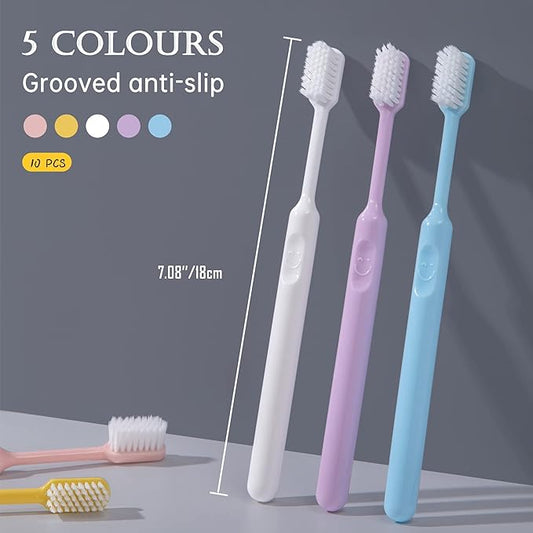 MAKINGTEC 10 pcs Soft Toothbrushes in Eco-Friendly Packaging Adults Travel Soft Manual Toothbrushes Medium Extra Clean Toothbrush for Sensitive Teeth Pregnant Women Elderly Kids Seniors