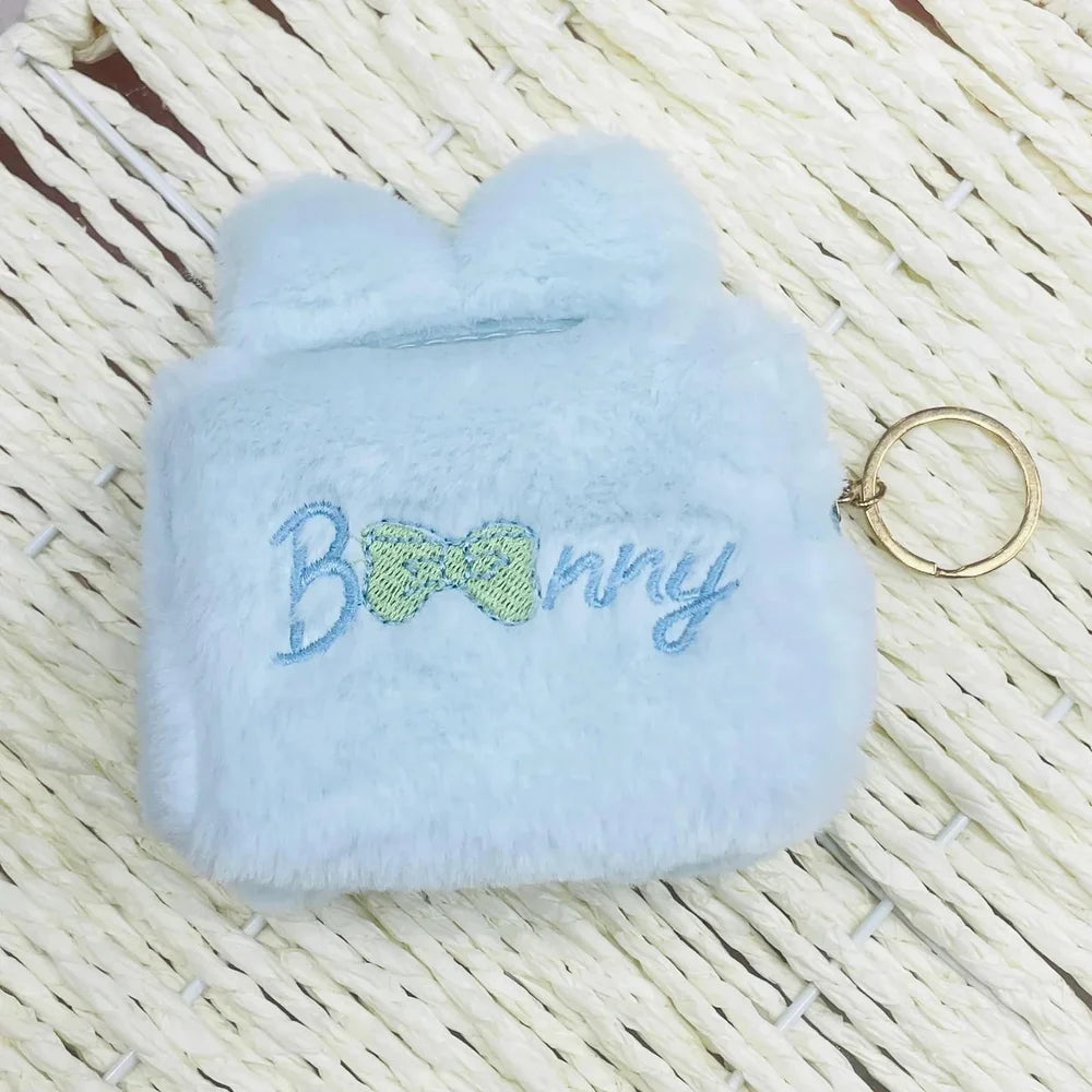 Embroidered Fur Kids Dark Pink Pouch Purse, Zipper