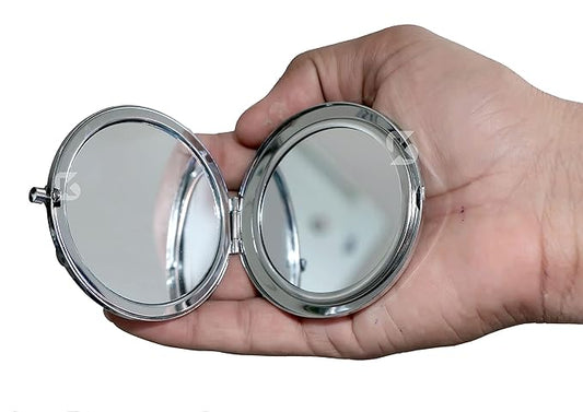 Compact Mirror Vintage Round Makeup Mirror Folding Mini Pocket Mirror Portable Handheld Mirror Travel Makeup Mirror For Women Girls (Random Style Pack of 1, Tabletop Mount, Framed, Multi Color)