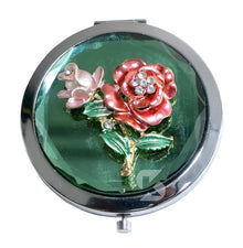 Compact Pocket Mirror, Vintage Floral Design, Folding Travel Mirror