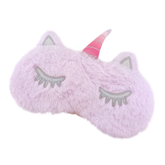 KANOA Polyester Cute Animal Sleeping Sleep Mask Soft Plush Blindfold Cute Rabbit Panda Koala Eye Cover Eyeshade For Kids Teens Girls Women (Unicorn Purple)
