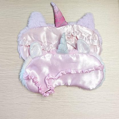 KANOA Polyester Cute Animal Sleeping Sleep Mask Soft Plush Blindfold Cute Rabbit Panda Koala Eye Cover Eyeshade For Kids Teens Girls Women (Unicorn Purple)