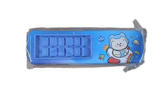 IBBI™ Double Decker Metal Bus Pencil Box with 3 Compartments for Kids, Moving Wheels Multiple Compartment Pencil Case, Metal Storage Organizer for Boys Girls, Birthday Return Gifts for Kids (Blue)