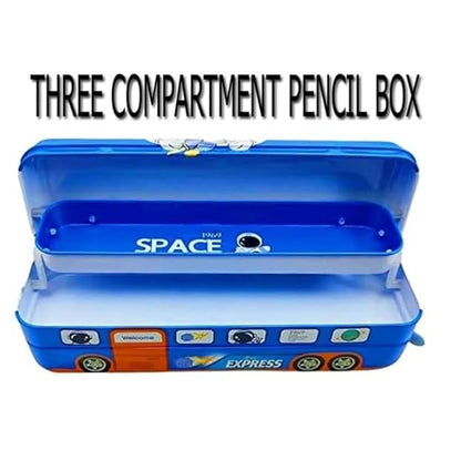 Metal Bus Shaped Three Compartment Pencil Box