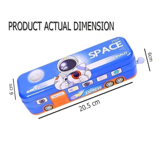 Metal Bus Shaped Three Compartment Pencil Box