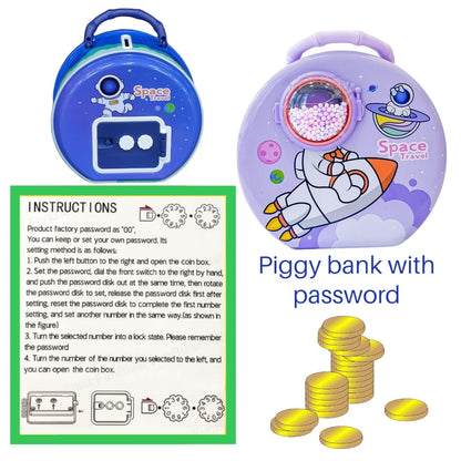 Space Travel Metal Piggy Bank with Password Lock