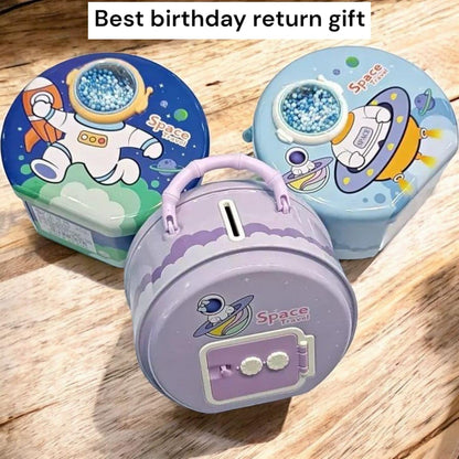 Space Travel Metal Piggy Bank with Password Lock