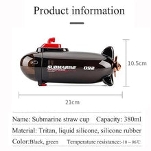 Submarine Shaped Straw Water Bottle 380ml