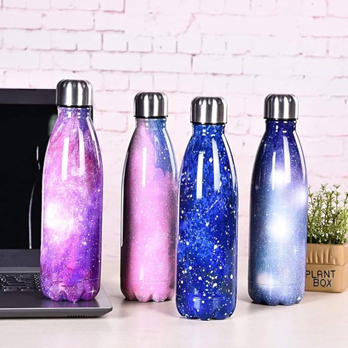 500ml High Quality Double-Wall Insulated Vacuum Flask Stainless Steel Water Bottle BPA Free Thermos for Sport Water Bottles Coke, Keeps Hot/Cold Drinks for 8 Hours (Blue Galaxy with white Dots)