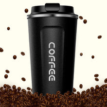 Coffee Travel Mug, Insulated Coffee Cup with Leakproof Lid, Vacuum Insulation Stainless Steel Reusable for Hot Cold Coffee, Water, and Tea, Thermal Mug with Non-Slip Protective Cover, 510ml