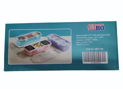GIBO Steel Lunch Box with Bowl – 600ml+150ml