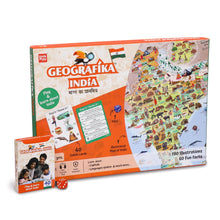 Geografika India — Illustrated Map with 40 Game Cards and Dice