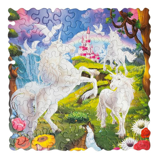 UnikPlay Go Crazy Jigsaw Puzzle for Kids and Adults | Attractive Cartoon Print Puzzle with 2 Puzzle Trays for Age 6 to 99 Years-180 Pcs-(Unicorn)