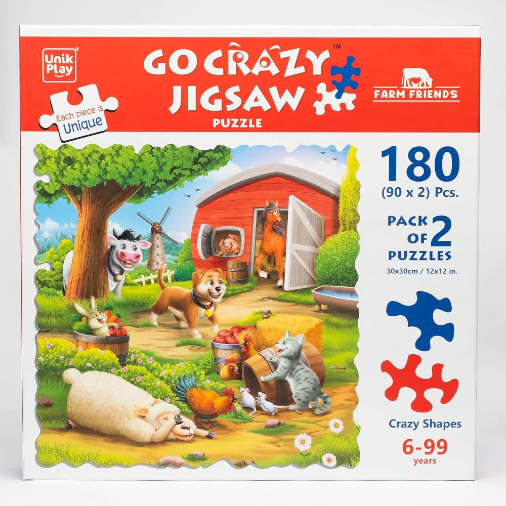 UnikPlay Go Crazy Jigsaw Puzzle for Kids and Adults | Attractive Cartoon Print Puzzle with 2 Puzzle Trays for Age 6 to 99 Years-180 Pcs-(Unicorn)