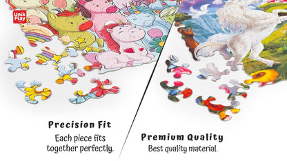 UnikPlay Go Crazy Jigsaw Puzzle for Kids and Adults | Attractive Cartoon Print Puzzle with 2 Puzzle Trays for Age 6 to 99 Years-180 Pcs-(Unicorn)