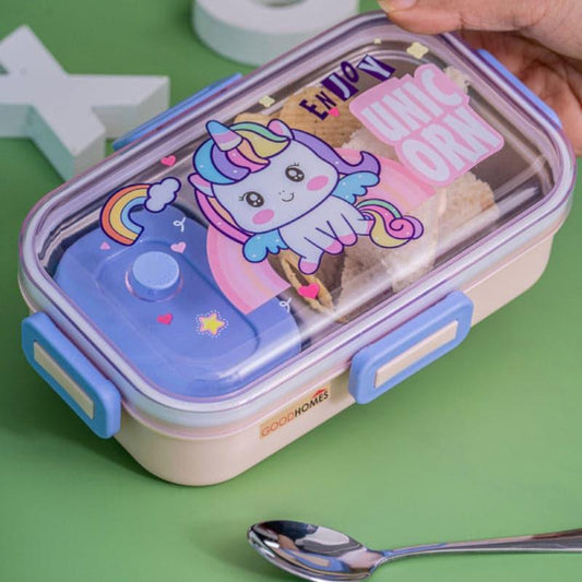 Unicorn Blink Kids Lunch Box With Container & Spoon - 700 ML