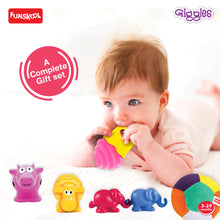 Giggles Funskool Gift Set Premium, Toy Set for Newborn Baby, Infants & Toddlers, Includes Rattle, Teether, Animals & Activity Toys With Development, Gift Set for Babies, Multicolor Age 3+ Months