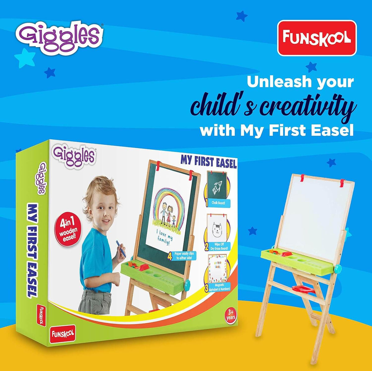 Giggles My First 4 in 1 Wooden Art Easel