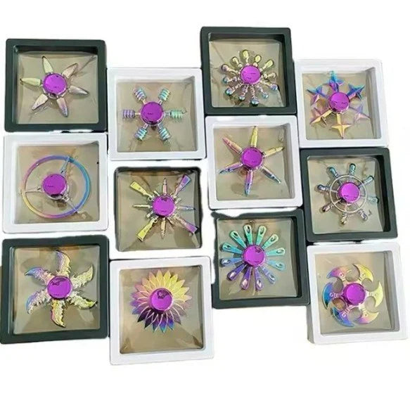 Metal Fancy Fidget Spinner Premium Rainbow Chrome Spinner in Display Box