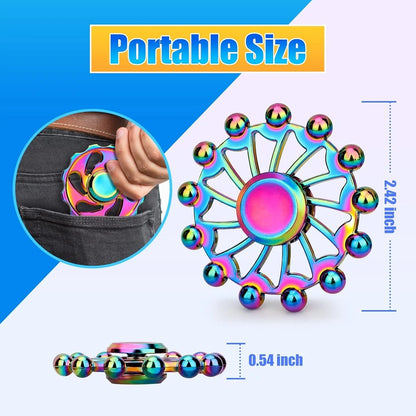 Metal Fancy Fidget Spinner Premium Rainbow Chrome Spinner in Display Box