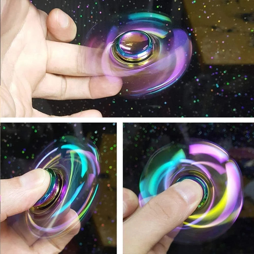 Metal Fancy Fidget Spinner Premium Rainbow Chrome Spinner in Display Box
