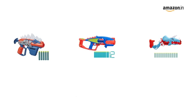 Nerf DinoSquad Rex-Rampage Motorized Dart Blaster, 10-Dart Clip, 20 Official Darts, 10-Dart Storage- T-Rex Dinosaur Design - Multicolor