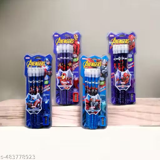 Marvel Avenger  24 pcs Pencil with top Eraser, Sharpener and Pencil Grip for Kids Random Print will come