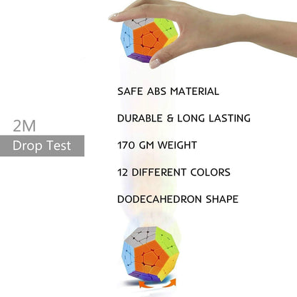 Bluebell Shengshou Sticker Less Megaminx Speed Cube Sticker Less Smooth Puzzle Cube for Kids (Color May Vary) (Multi Color)