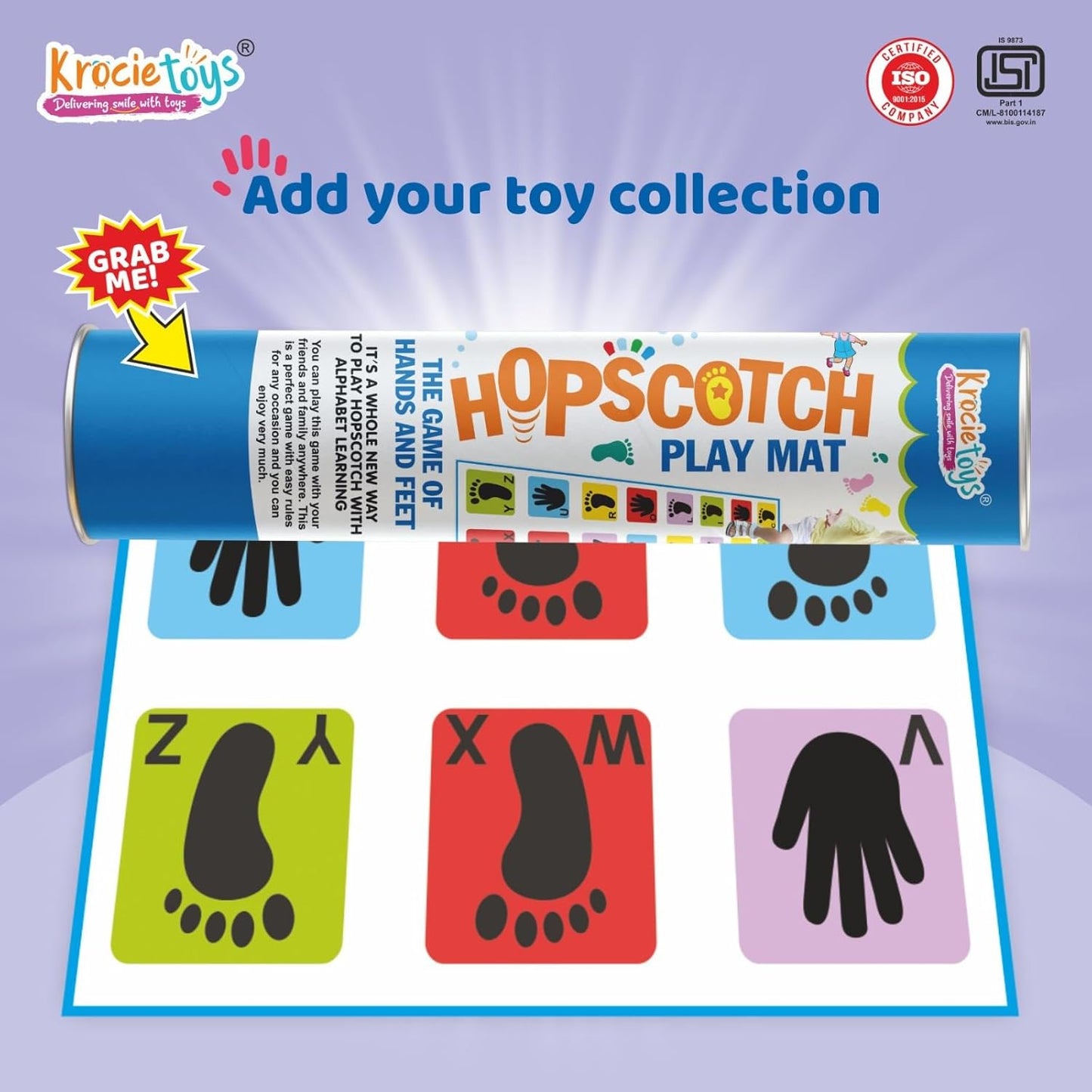 Hopscotch Play Mat Floor Games Perfect Game for Indoors and Outdoors - for Boys and Girls