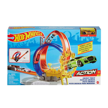 Hot Wheels® Energy Track™ Set with Double Loop, Ring of Fire and 1 Vehicle, Great Gift for 5 Year Olds and Up