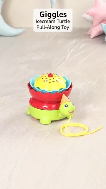 Giggles Funskool Pull Along Turtle, Activity & Learning Toy for Babies, Toddlers, For Baby Boys & Girls, Encourage Walking, Improve Balance, Multicolour, Gift Set for Kids, Ages 18+ Months