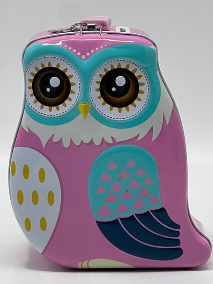 Owl Metal Piggy Bank with Lock & Key