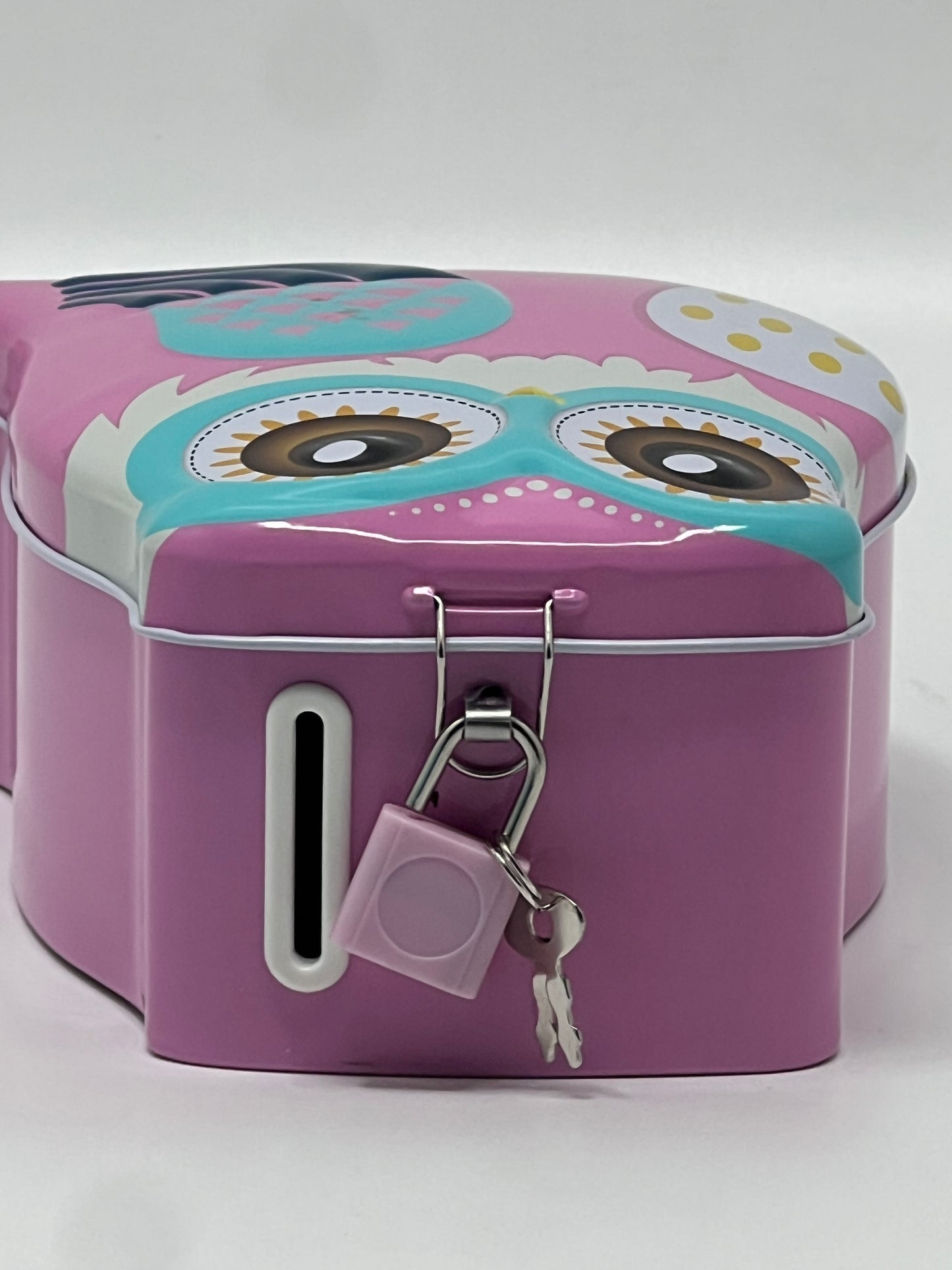 Owl Metal Piggy Bank with Lock & Key