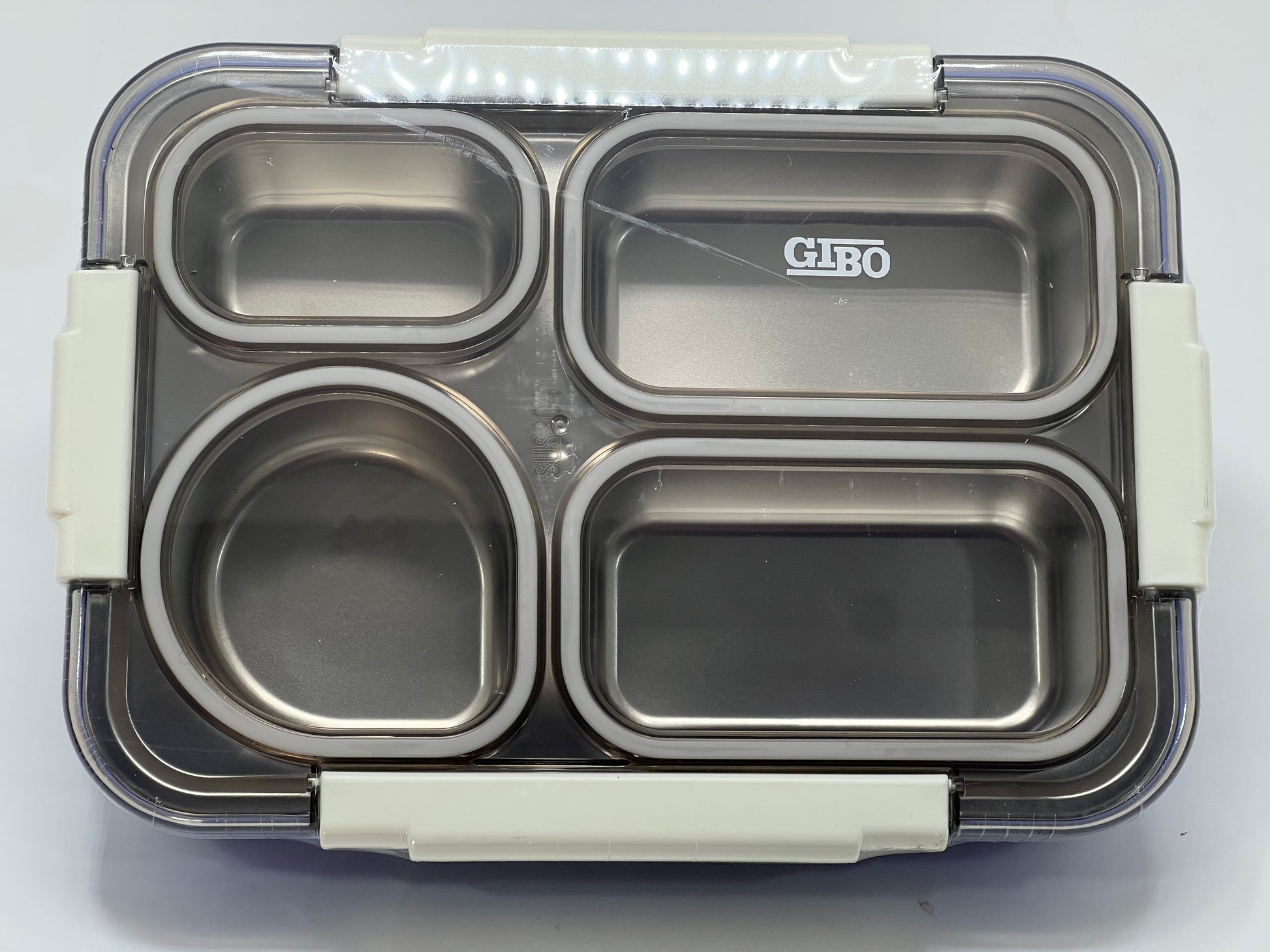Gibo Containers GIBO 304 Stainless Steel 4-Compartment Leak-Proof Lunch Box with ...