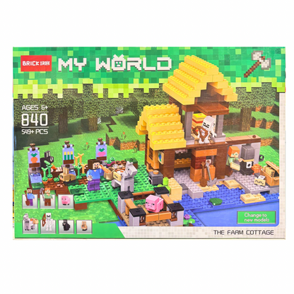 Brick My World Minecraft Farm Cottage Mega Blocks 840 Pcs - Building Set for Ages 6+