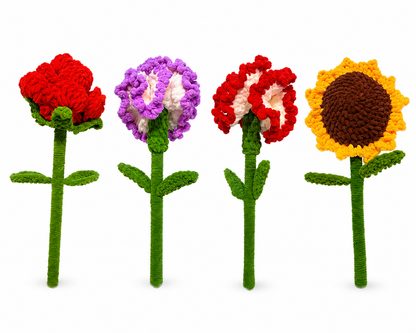 Handmade Crochet Flower with Stem