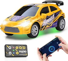 Trasped Mini RC Car 1:64 Scale – Metal Alloy Remote Control Speed Car Yellow