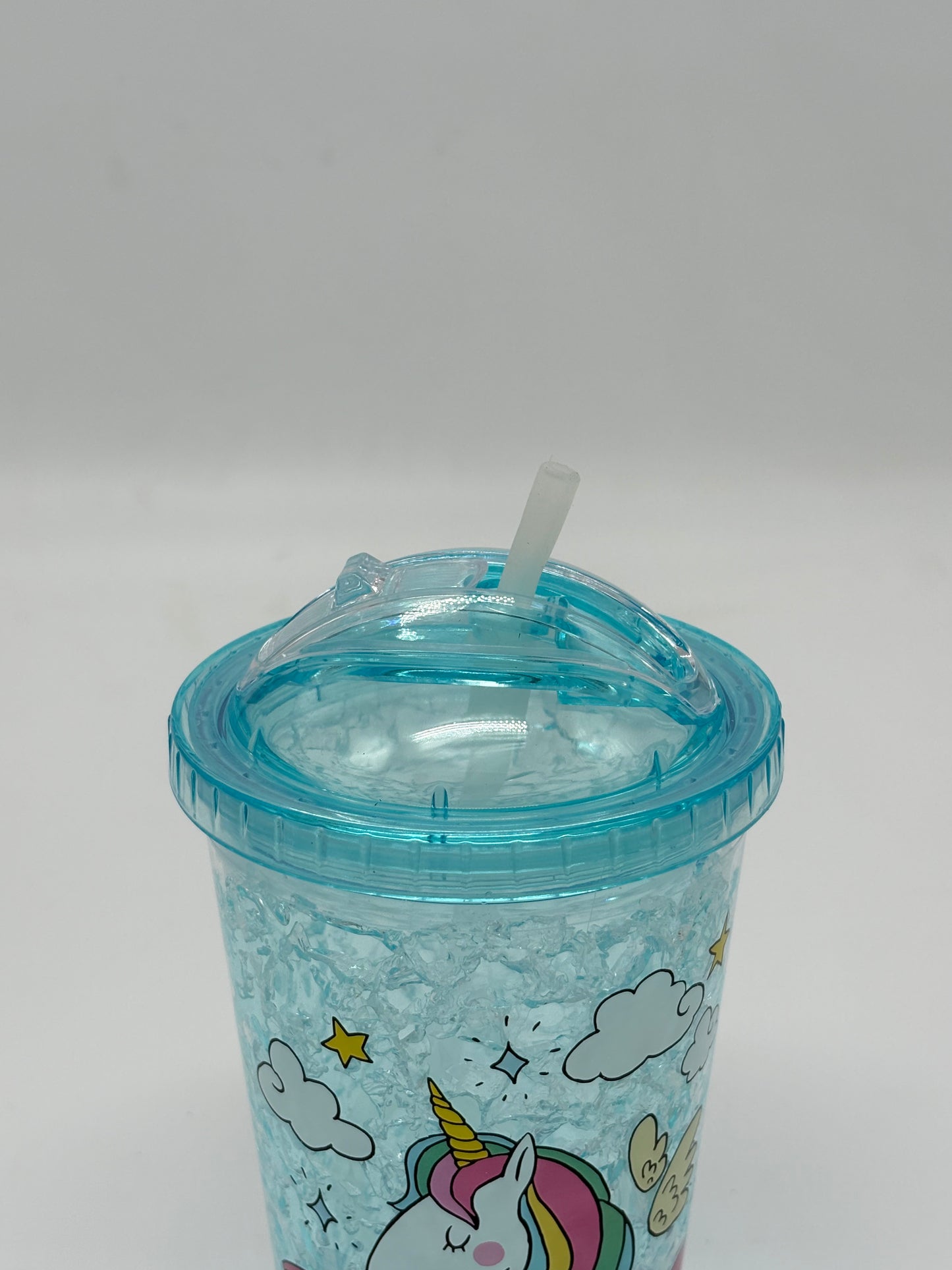 Unicorn Gel Freeze Sipper Cup Double Wall Ice Tumbler with Straw and Lid