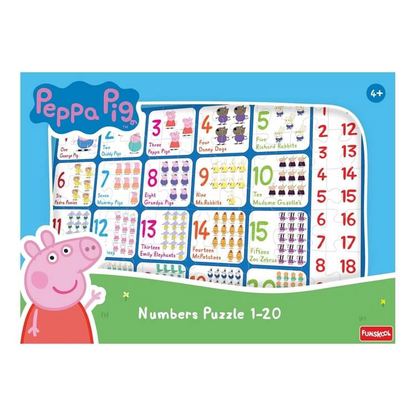 Funskool-Peppa Numbers Puzzle 1-20,Educational,60 Pieces,Puzzle,for 4 Year Old Kids and Above,Toy