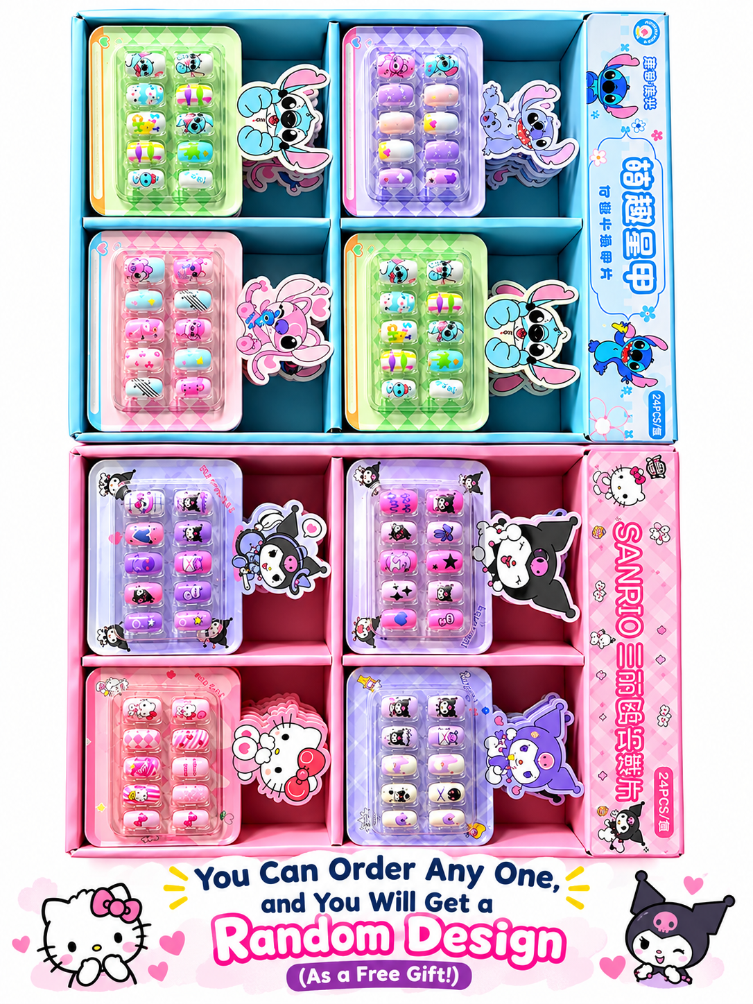 Cartoon Character Press-On Nail Set for Kids