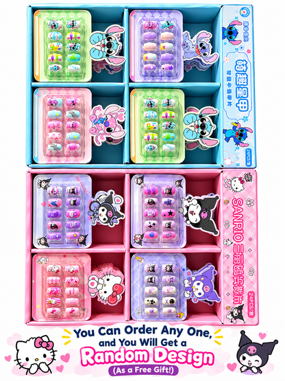 Cartoon Character Press-On Nail Set for Kids