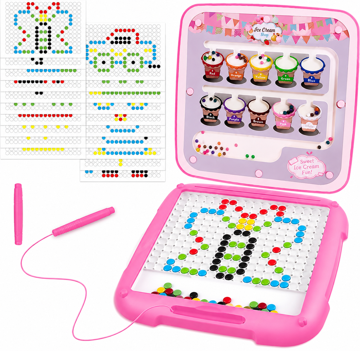 2 in 1 Magnetic Drawing Board with Color & Number Counting Maze