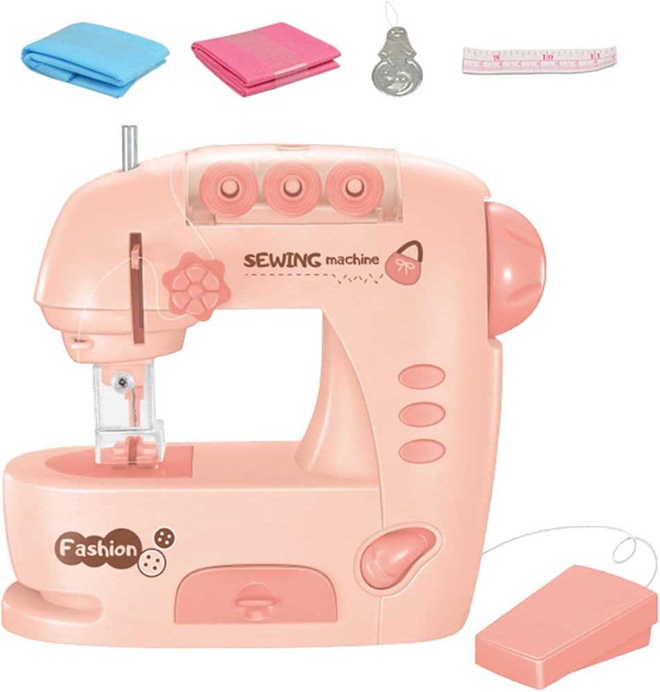 Electric Sewing Machine Toy with Foot Pedal and Accessories