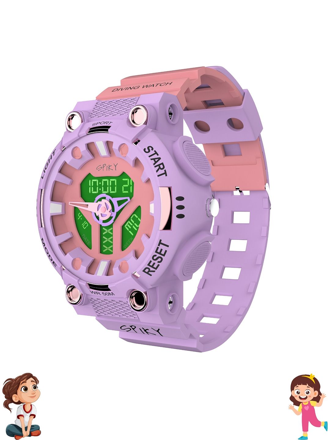 Spiky Eva A31 Kids Sports Watch – Digital + Analog, 50M Water Resistant